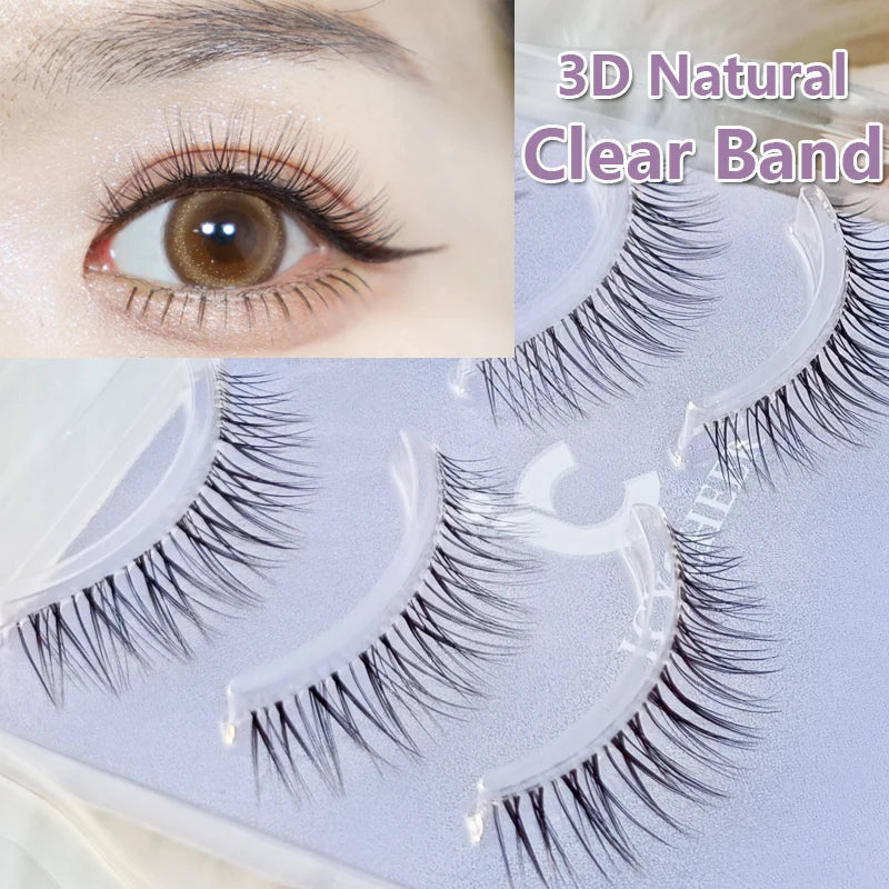 Slim Clear Band 5 Pairs Makeup Natual False Eyelashes Korean Fake Eye Lashes Extension Volume Mink Fluffy Wholesale