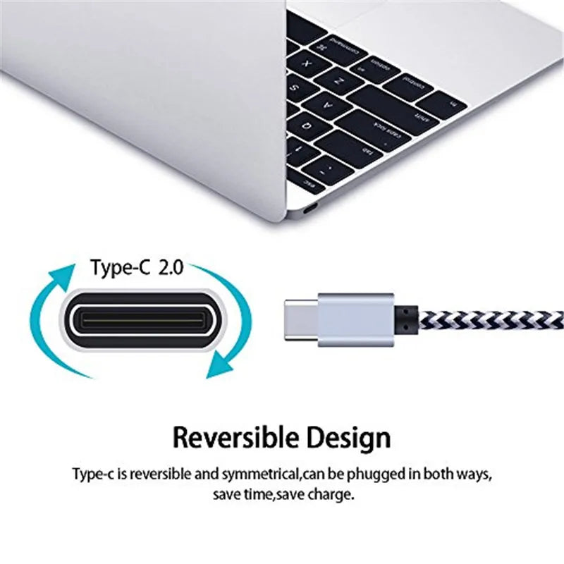 1m/2m/3m Nylon USB Type C Cables Data Sync USB Charger For Xiaomi redmi note 8/9 pro Mobile Phone Accessories USB-C Type-C Cable