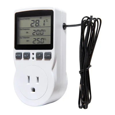 Digital Temperature Controller Socket Outlet EU Plug Thermostat With Timer Switch Sensor Probe Heating Cooling
