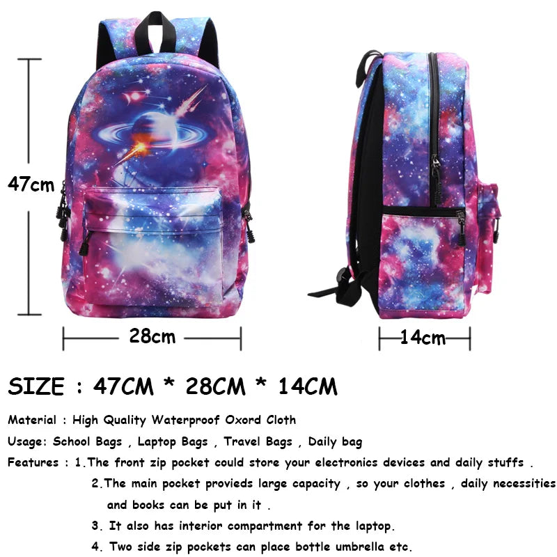 Universe Star Backpack Teenager Boys Girls Galaxy Planet School Bags Men Rucksack Laptop Backpacks Children School Backpack Bag