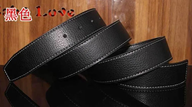 new Luxury Brand H Belts for Men High Quality Pin Buckle Male Strap Genuine Leather Waistband Ceinture Homme,No Buckle 3.3cm