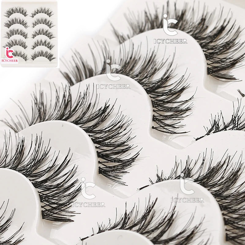 Slim Clear Band 5 Pairs Makeup Natual False Eyelashes Korean Fake Eye Lashes Extension Volume Mink Fluffy Wholesale