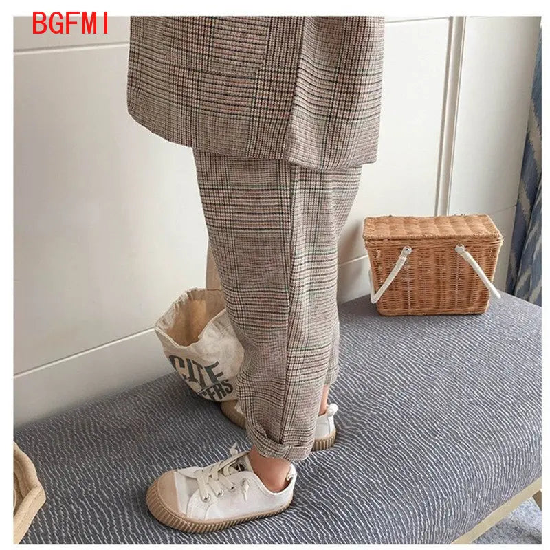 Spring Autumn children's clothing Suit Kids Clothes Boys V-Neck Tops + pants 2 piece set Plaid Formal wear 2-10Y Thin Outerwear