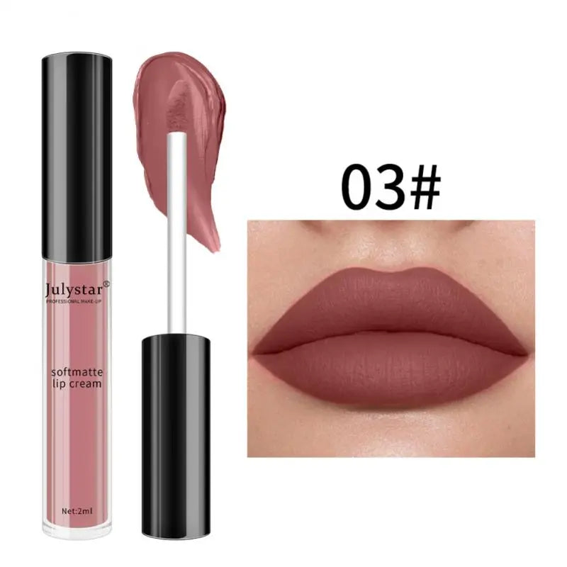 Julystar Brand 34 Colors Liquid Lipstick Waterproof Matte Lipstick Pigment Red Long Lasting Lip Gloss Women Makeup Lipgloss
