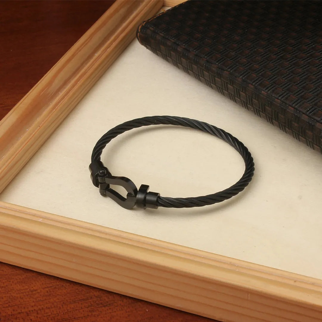 Luxury Bracelet Fred Horseshoe Magnet Clasp Stainless Steel Wire Bracelet Couple Bracelet Simple Jewelry Gold Plated Accessories