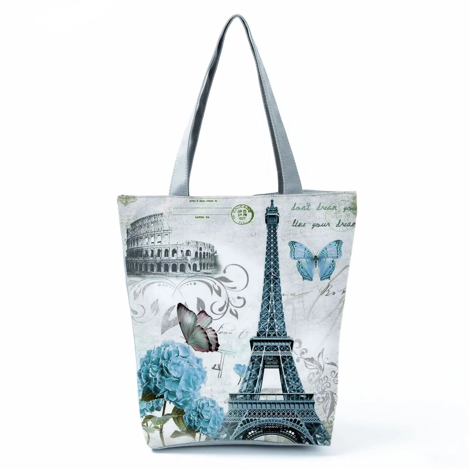 Simple Style Bee Butterfly Printed Shoulder Bag Female Beautiful Travel Shipping Tote Bag Portable Lunch Box Bento Outdoor Packs