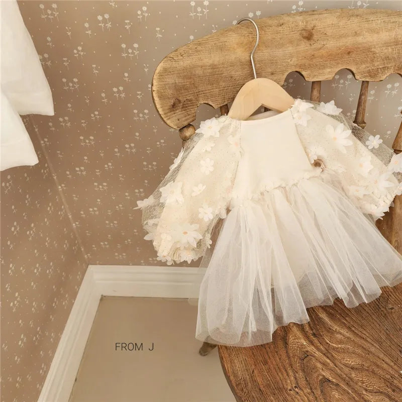 Newborn Girl Dresses Spring Cute Baby Wear Christening Party Wedding Dress Baby Girl Romper Infantil Princess Baptism Clothes