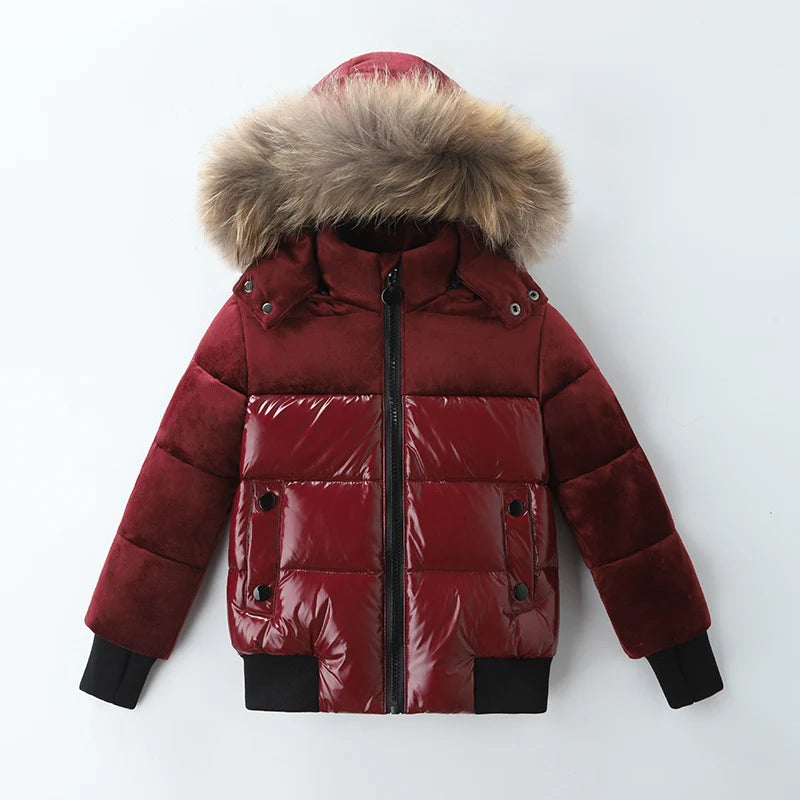 Black Winter Jacket Parka For Boys Winter Coat 90% Down Girls Jackets Children's Clothing Snow Wear Kids Outerwear Boy Clothes
