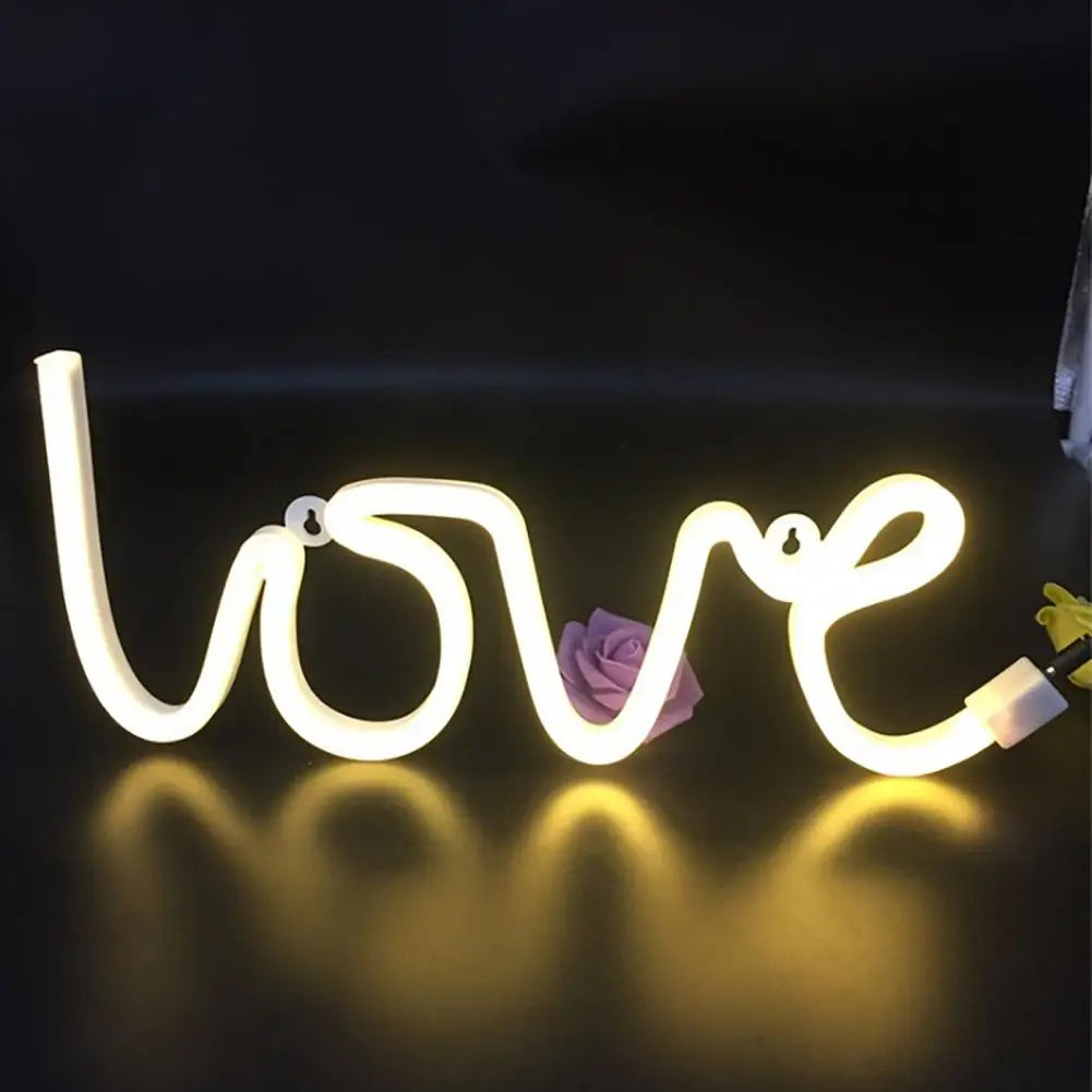 Practical Neon Sign Decor Adorable Appearance Neon Lamp Energy-Saving Love Shape LED Neon Sign Light  Extremely Safe