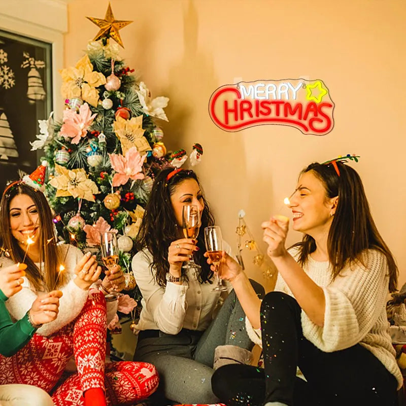 Merry Christmas Neon Sign Acrylic LED Neon Lights For Home Bedroom Party Club Bar Wall Decor Lamps Christmas Decor Neon Lights