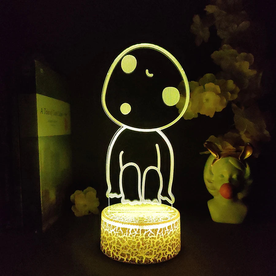 Anime Princess Mononoke Hime Figure Kodama 3D Lamps LED Neon Night Lights Lovely Gifts RGB Bedroom Bedside Table Desk Decoration
