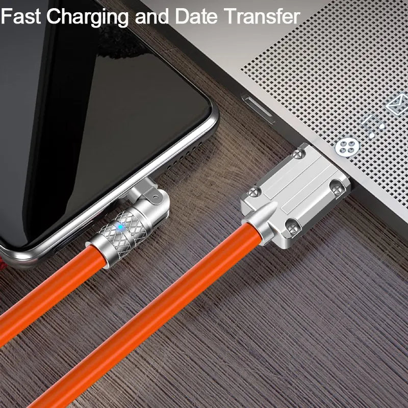 120w 6A Elbow Micro USB 180 Degree Rotating Liquid Silicone Rubber Mobile Phone Fast Charger Usb Cable For Phone Playing Game