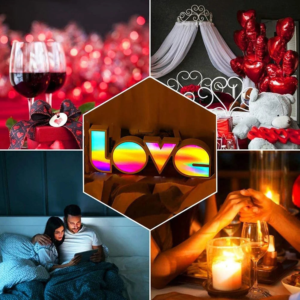 Love Neon Light Sign LED Letter Night Lamp Battery USB Powered Nightlight for Christmas Valentine Proposal Wedding Decorations