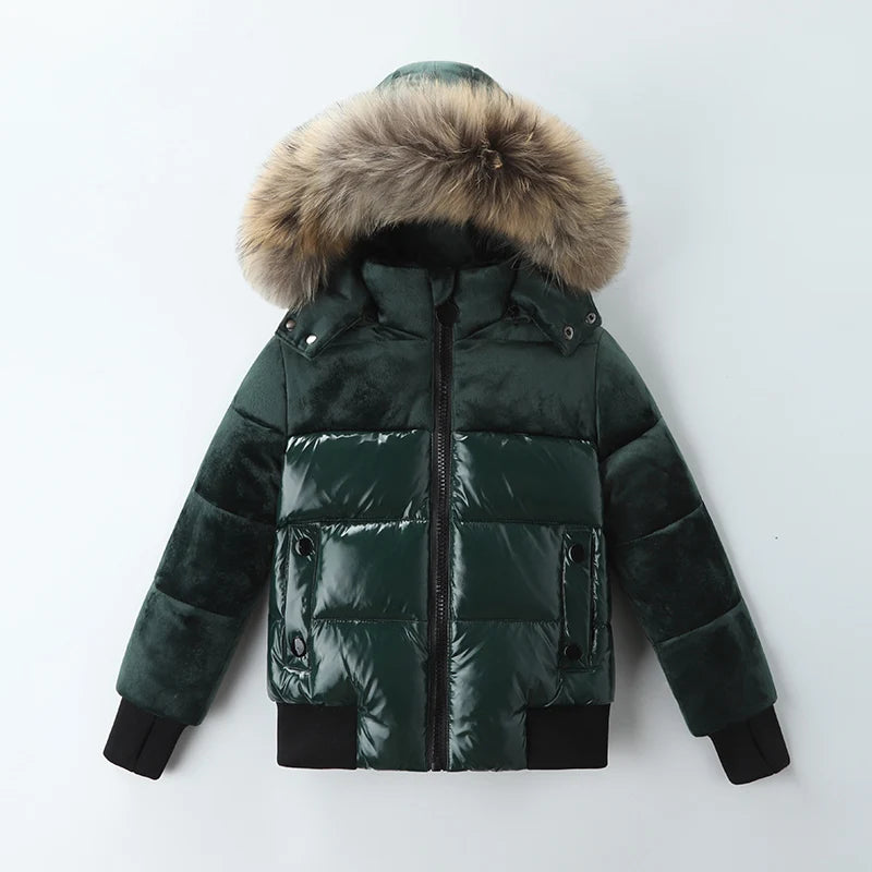 Black Winter Jacket Parka For Boys Winter Coat 90% Down Girls Jackets Children's Clothing Snow Wear Kids Outerwear Boy Clothes