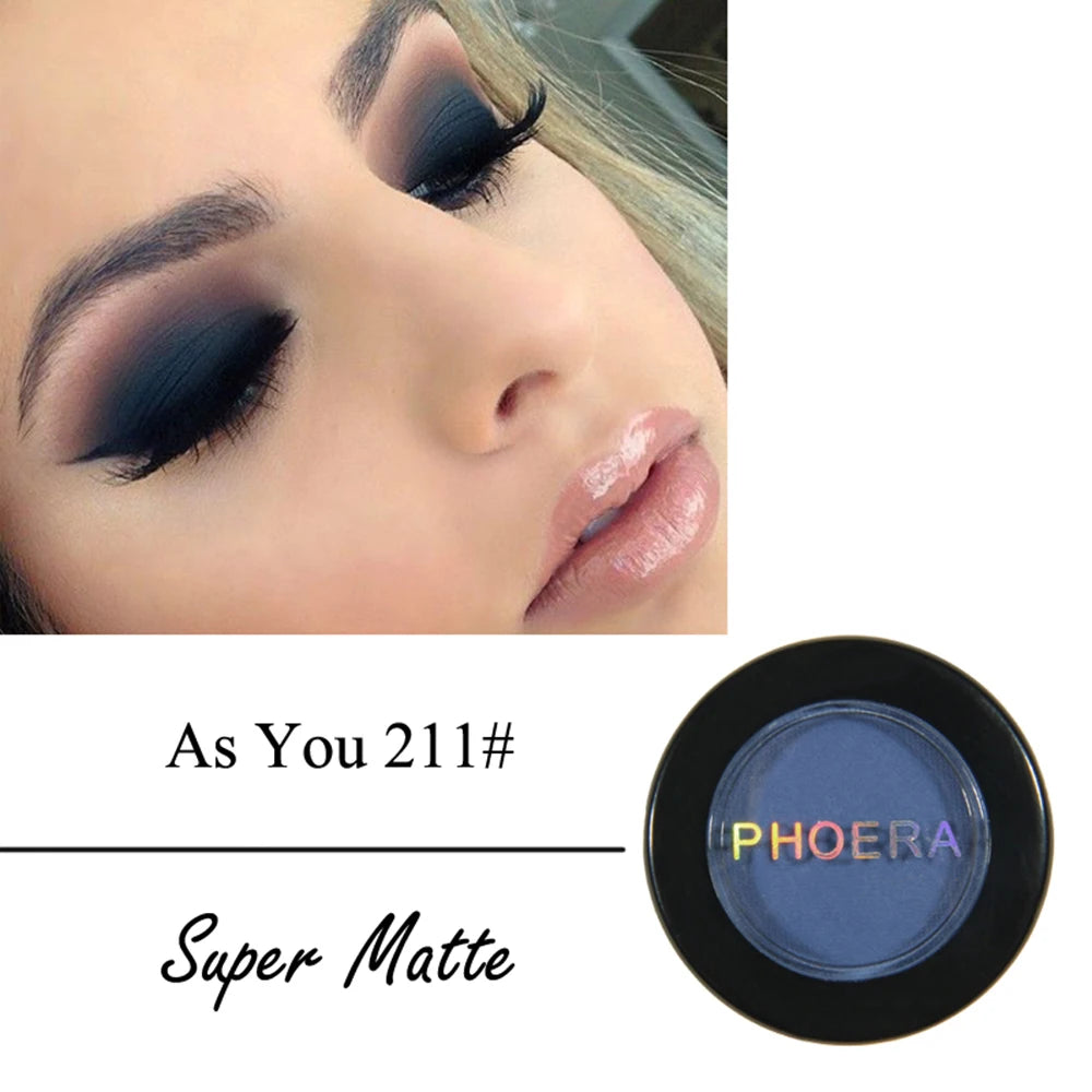 PHOERA Matte 12 Colors Eye Shadow Powder Easy To Color Single Eyeshadow Palette Long-lasting Beauty Eye Makeup Cosmetics TSLM1
