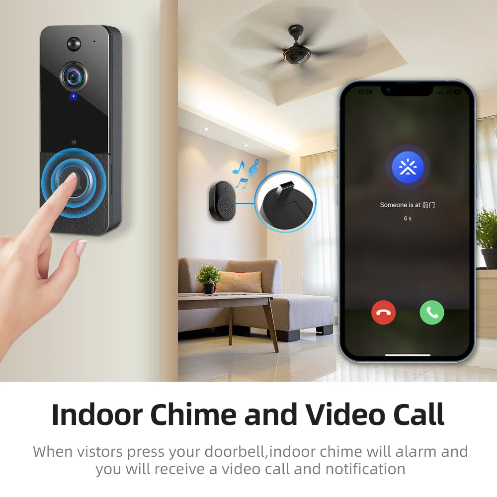 WiFi Video Intercom Door Bell Camera Outdoor Wireless Smart Home Security Doorbell Camera Motion Detection 2-Way Audio WiFi Bell