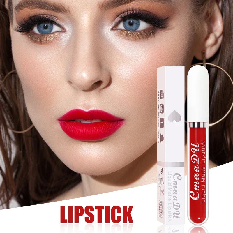 Sexy Long Lasting Velvet Matte Lip Gloss Liquid Lipstick Lip Makeup Women Beauty Red Nonstick Cup Waterproof Lip Gloss