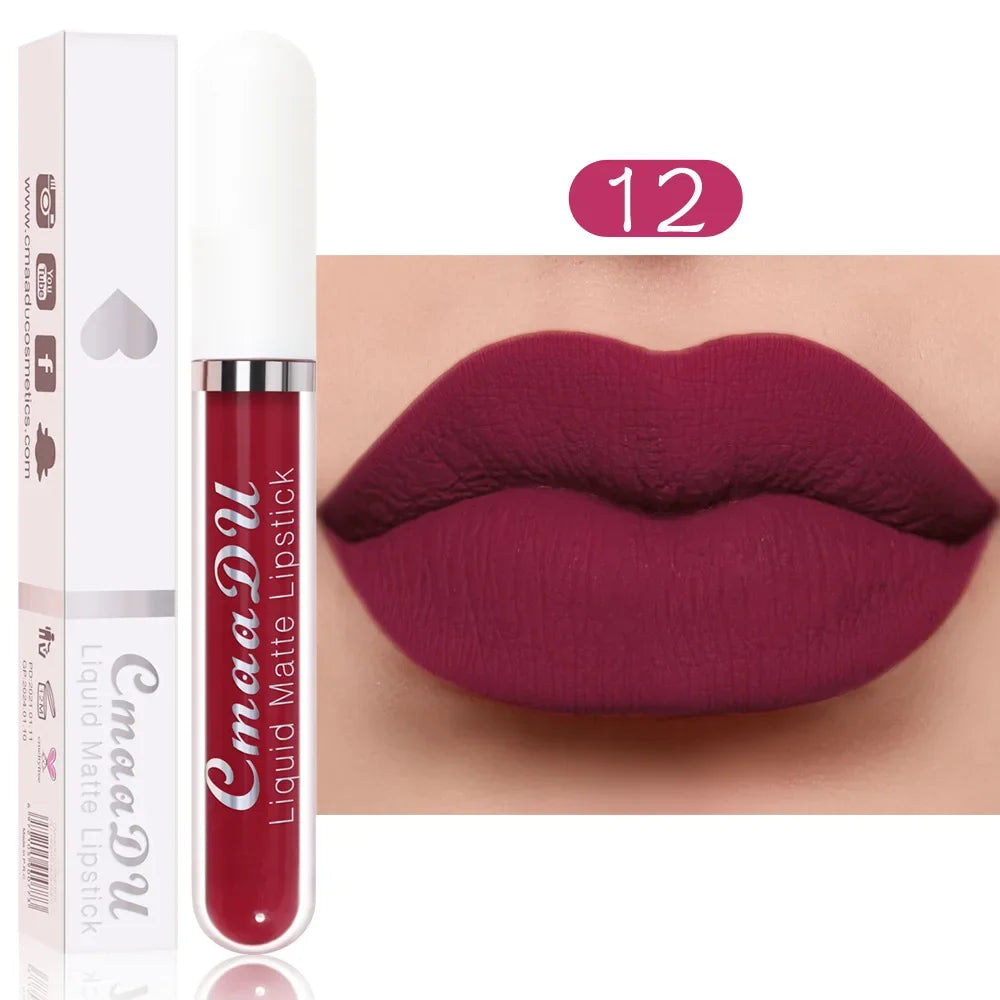 Sexy Long Lasting Velvet Matte Lip Gloss Liquid Lipstick Lip Makeup Women Beauty Red Nonstick Cup Waterproof Lip Gloss