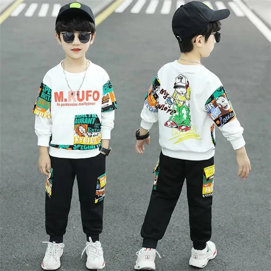 Children's wear suit spring autumn clothing Set boys clothes children Tracksuit long sleeved Toddler Kids sport Suit clothes Set