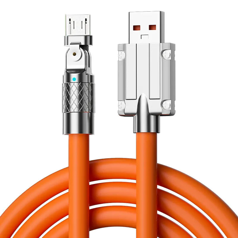 120w 6A Elbow Micro USB 180 Degree Rotating Liquid Silicone Rubber Mobile Phone Fast Charger Usb Cable For Phone Playing Game