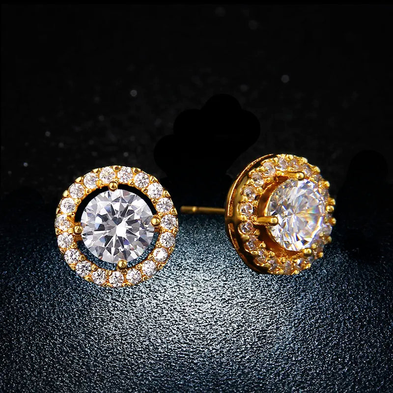 Classic Round  AAA+ Cubic Zirconia Stud Earrings For Women Party Gift Crystal Earings Fashion Jewelry For Men oorbellen AE177