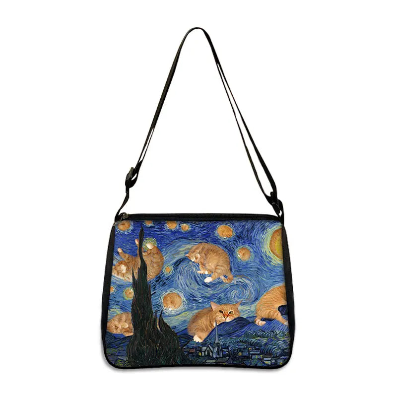 Van Gogh Art Famous Paintings Handbag Women Shoulder Bags Oil Painting Starr Night / Mona Lisa Shopping Bag Canvas Tote Bags