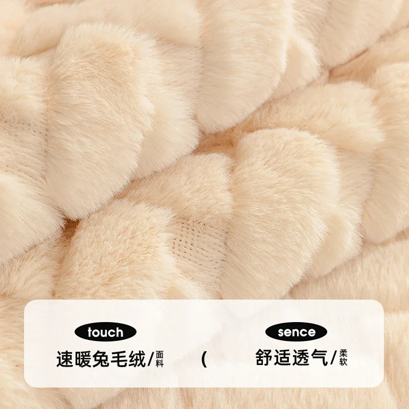 Warm Winter Sofa Cover Cheese Sofa Mat Faux Rabbit Plush Sofa Towel Pet Couch Cover Anti Cat Scratch Sofa Slipcover Xmas Decor