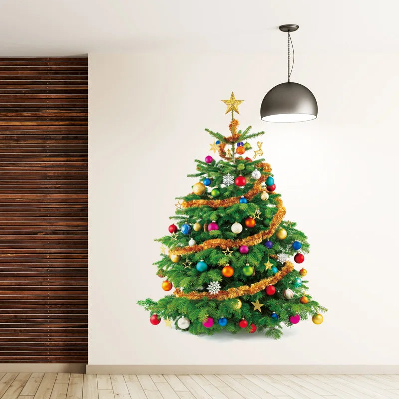 New Christmas Tree Wall Stickers For Living Room Kids Room Home Decoration Wall Decals For Glass Window Shop Showcase Home Decor
