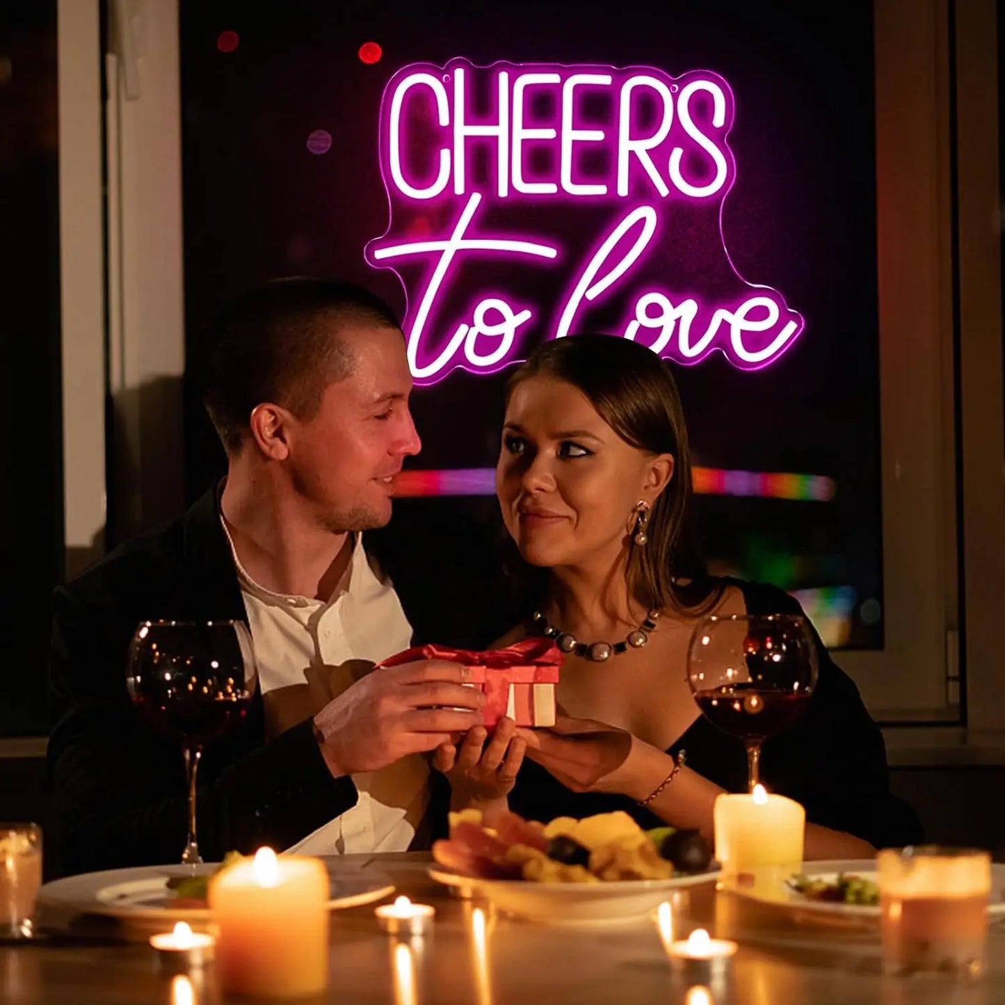 Cheers to Love Neon Signs Cheers Neon Lights Wedding Neon Signs USB Powered LED Neon Signs for Christmas Wedding Birthday Enga