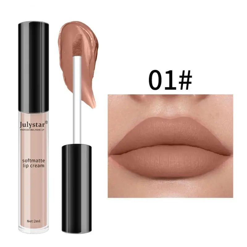 Julystar Brand 34 Colors Liquid Lipstick Waterproof Matte Lipstick Pigment Red Long Lasting Lip Gloss Women Makeup Lipgloss