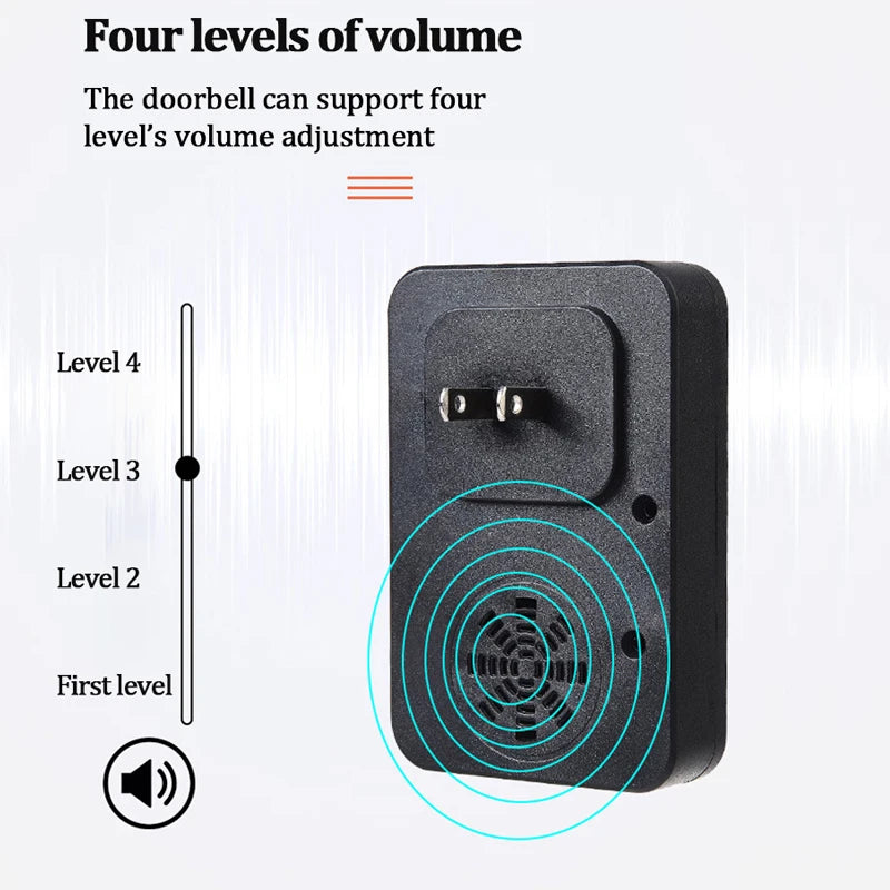 Self Powered Wireless DoorBell Door Bell DisplayTemperature Humidity Time No Battery EU US Plug Smart Home