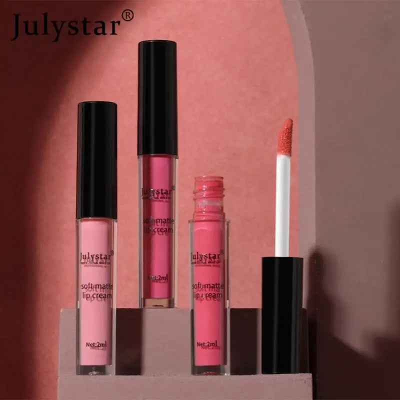 Julystar Brand 34 Colors Liquid Lipstick Waterproof Matte Lipstick Pigment Red Long Lasting Lip Gloss Women Makeup Lipgloss