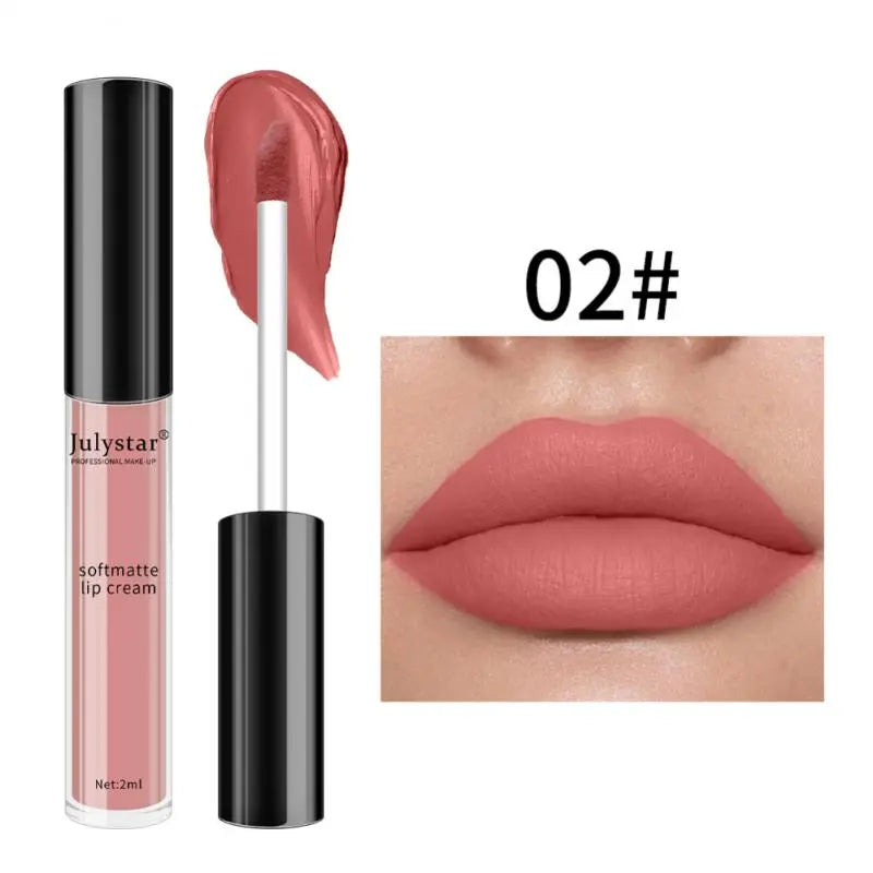 Julystar Brand 34 Colors Liquid Lipstick Waterproof Matte Lipstick Pigment Red Long Lasting Lip Gloss Women Makeup Lipgloss