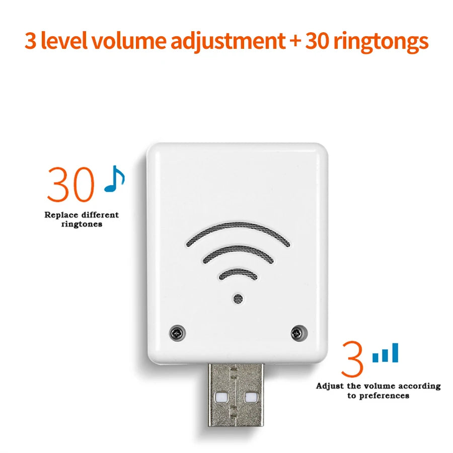 Wireless Outdoor Doorbell RF433Mhz Wireless Bell For Home 30 Songs Waterproof Remote USB Smart Door Bell Security Alarm