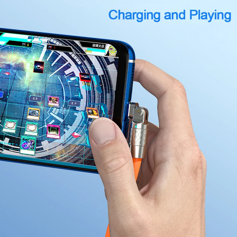 120w 6A Elbow Micro USB 180 Degree Rotating Liquid Silicone Rubber Mobile Phone Fast Charger Usb Cable For Phone Playing Game