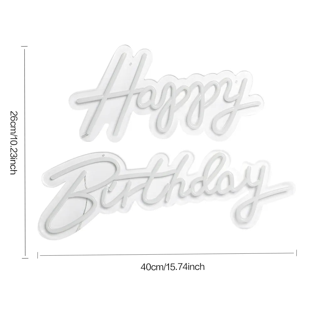 Happy Birthday Led Neon Light Transparent Acrylic Glow Happy Birthday Neon Sign  for Wedding Party Wall Hang Decor