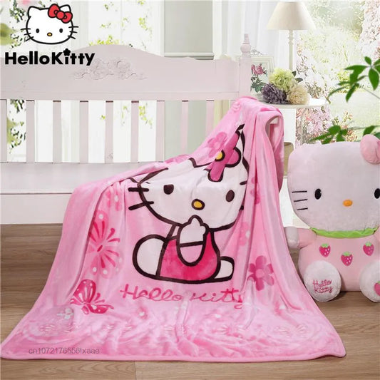 Sanrio Hello Kitty Four Seasons Universal Blanket Children Small Quilt Cover Girls Windproof Soft Plush Multifunctional Blanket