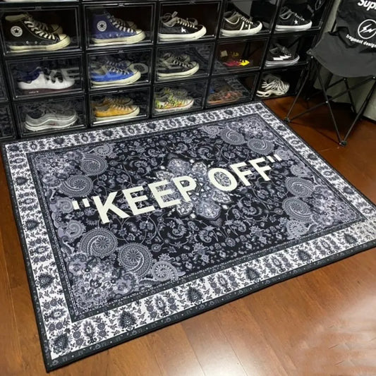 KEEP OFF Carpet White Black Fluffy Rug Modern Butterfly Area Rug for Living Room Bedroom Bedside Carpet Rug Anti-slip Floor Mat