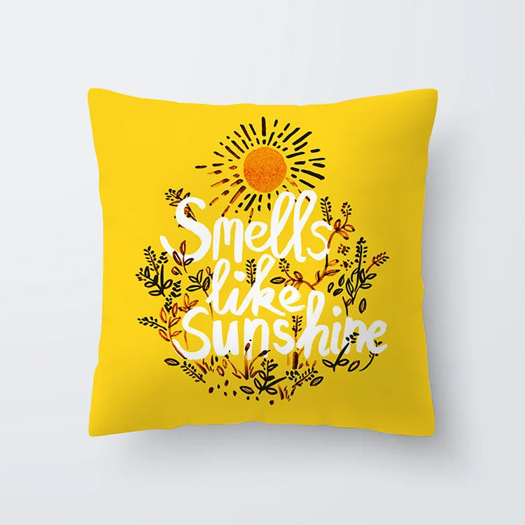 Yellow Minimalist Geometric Lines pillowcase cushion sofa living room bedroom Head of bed Clean Comfortable Home decor Car decor