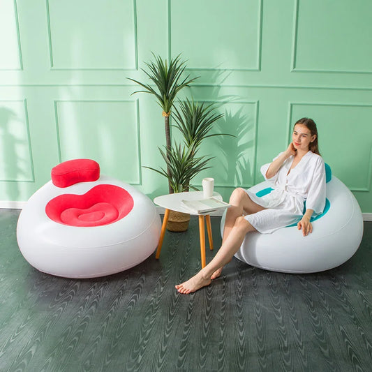 Love Inflatable Sofa Single Outdoor Casual Foldable Lunch Break With Pillows Lazy Recliner Leisure Sofa Furniture Chairs