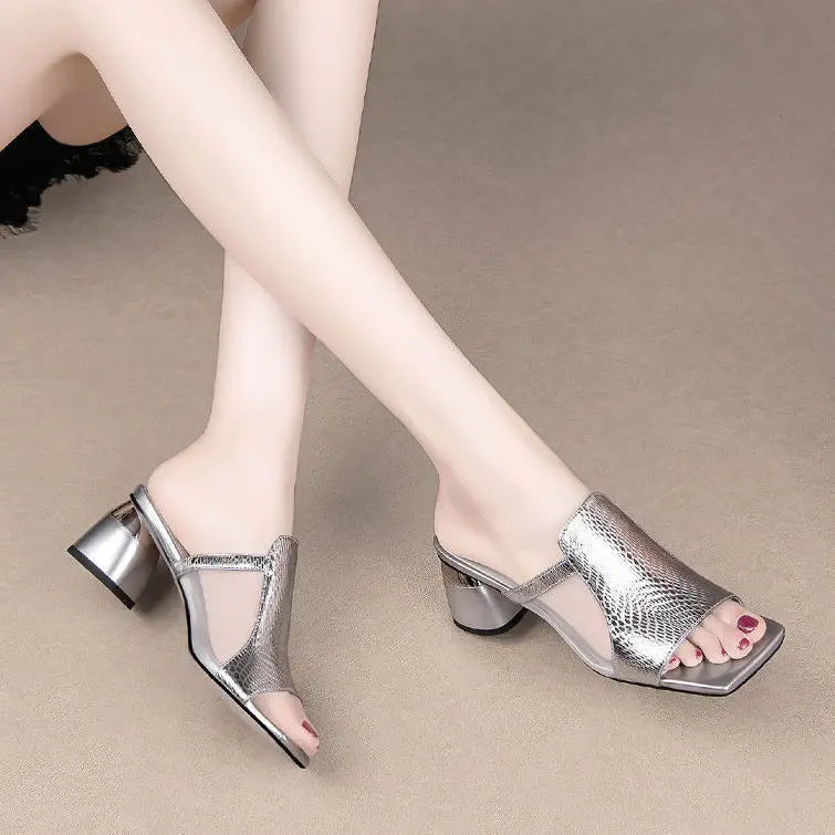 Summer Women High Heels Fashion Lady Sandles  Female Open Toe Wedding Shoes Women High Heels Buckle Strap