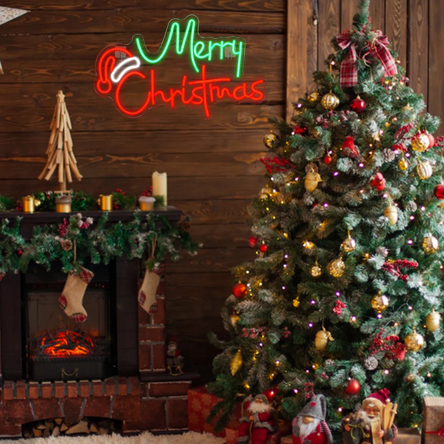 merry Christmas Neon Signs Colorful Christmas Tree Acrylic LED Neon Lights Festival Home Bedroom Party Christmas Wall Decorati