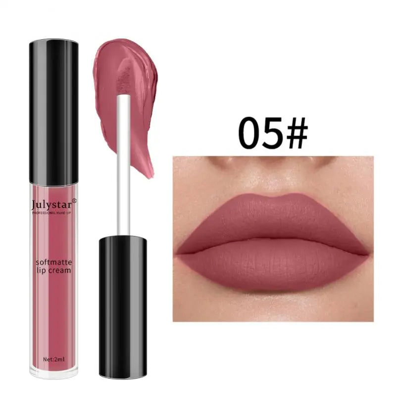 Julystar Brand 34 Colors Liquid Lipstick Waterproof Matte Lipstick Pigment Red Long Lasting Lip Gloss Women Makeup Lipgloss