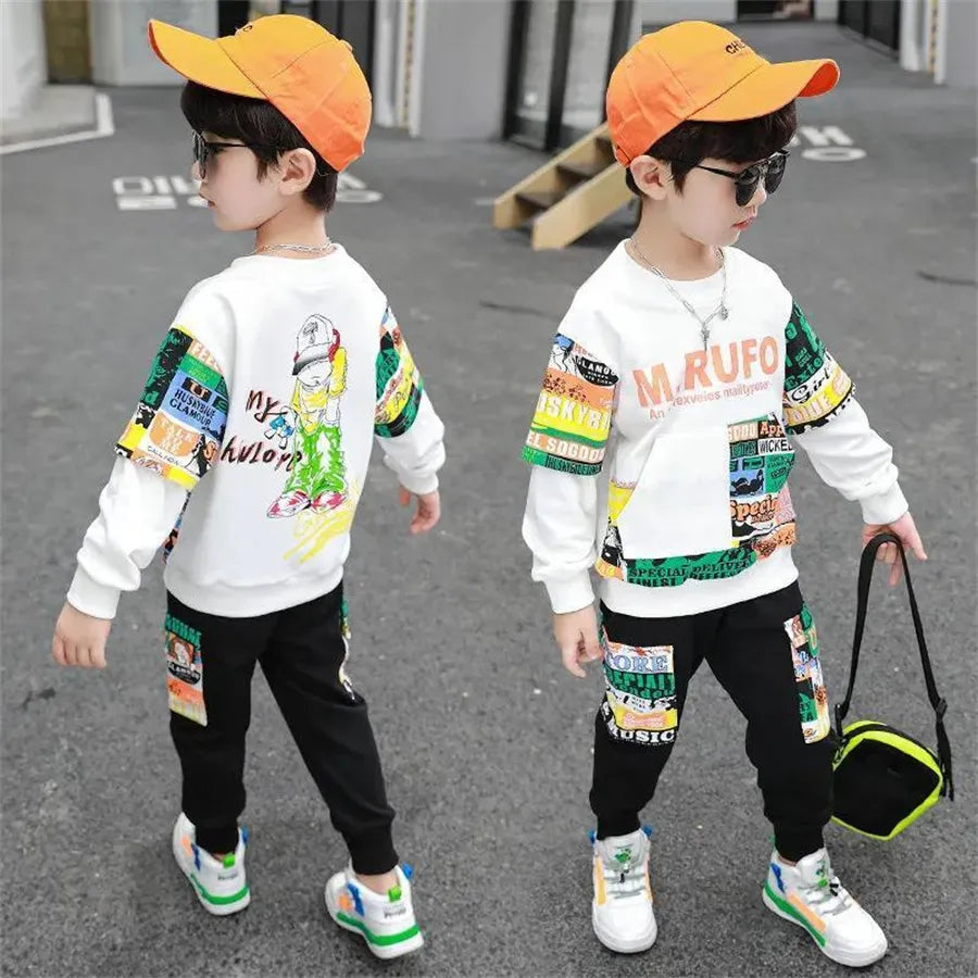 Children's wear suit spring autumn clothing Set boys clothes children Tracksuit long sleeved Toddler Kids sport Suit clothes Set