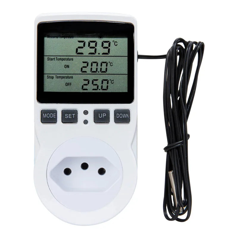Digital Temperature Controller Socket Outlet EU Plug Thermostat With Timer Switch Sensor Probe Heating Cooling