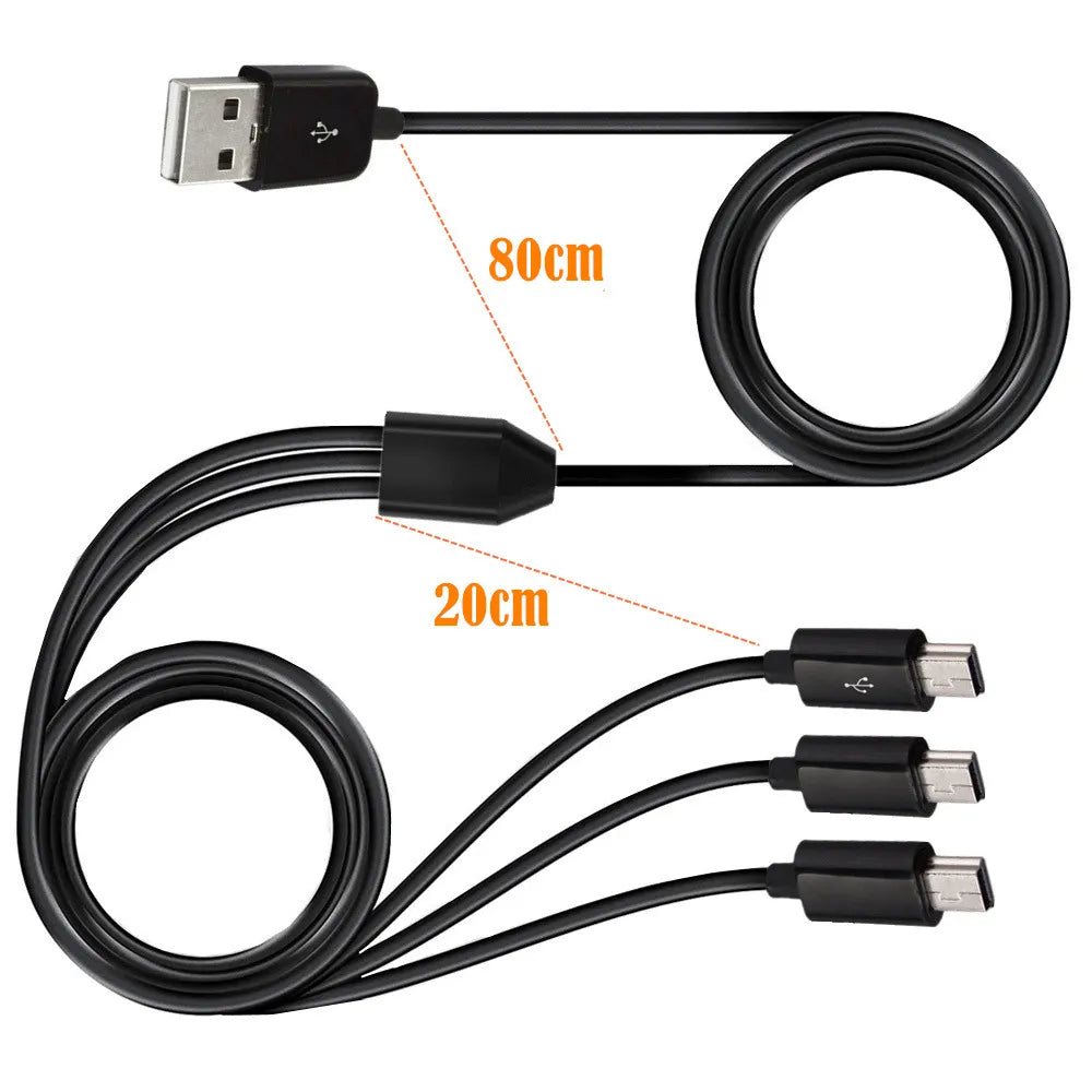 1M USB A Male 1 to 3 Mini USB 5pin 3 in 1 mini usb data charger cable 1meter Fast Charging Mini USB Y Splitter Cable