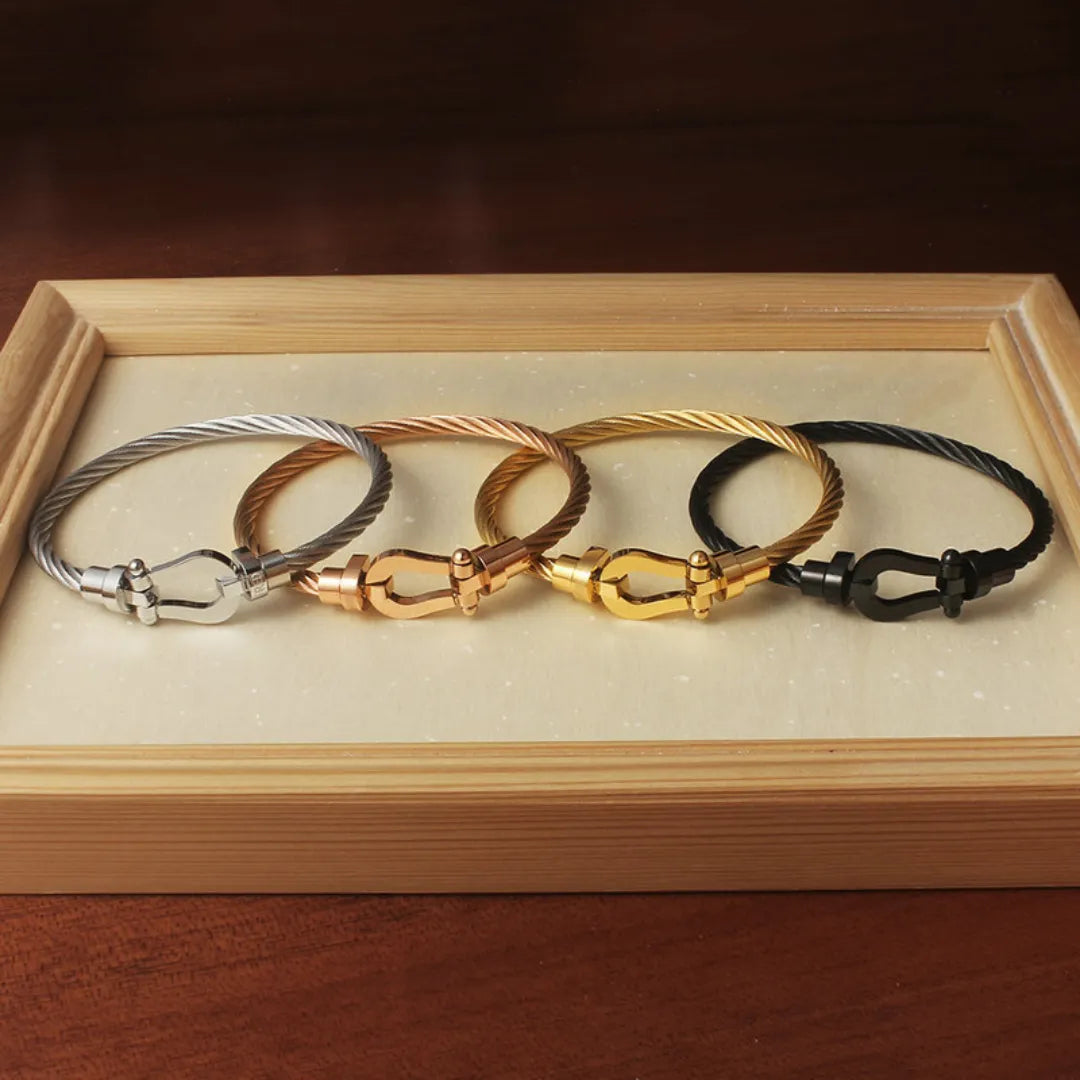 Luxury Bracelet Fred Horseshoe Magnet Clasp Stainless Steel Wire Bracelet Couple Bracelet Simple Jewelry Gold Plated Accessories