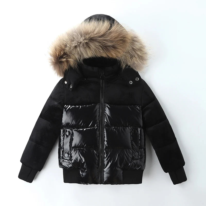 Black Winter Jacket Parka For Boys Winter Coat 90% Down Girls Jackets Children's Clothing Snow Wear Kids Outerwear Boy Clothes