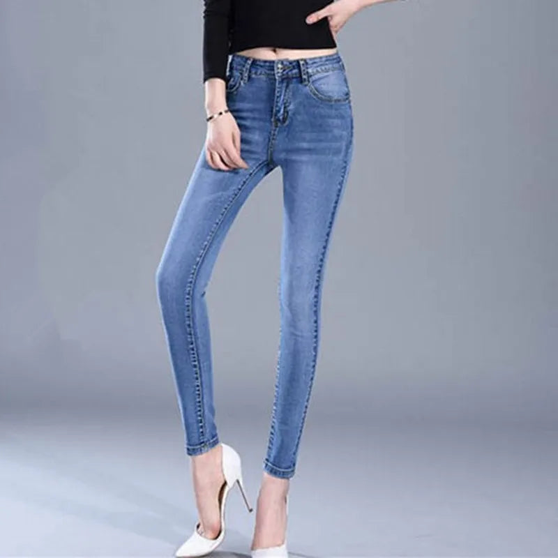 2023 New Jeans For Women Skinny High Waist Stretch Waist Feminino Pants Female denim Blue Black Trousers Pencil Jeans