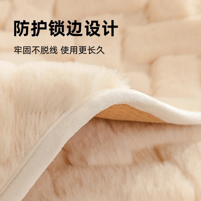 Warm Winter Sofa Cover Cheese Sofa Mat Faux Rabbit Plush Sofa Towel Pet Couch Cover Anti Cat Scratch Sofa Slipcover Xmas Decor